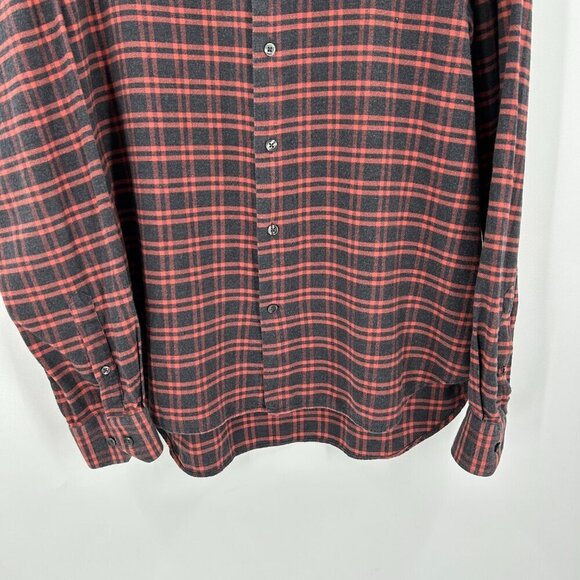 CULTURATA Men Red Gray Plaid Flannel Tailored Fit Long Sleeve Button Up Shirt XL - Picture 4 of 6